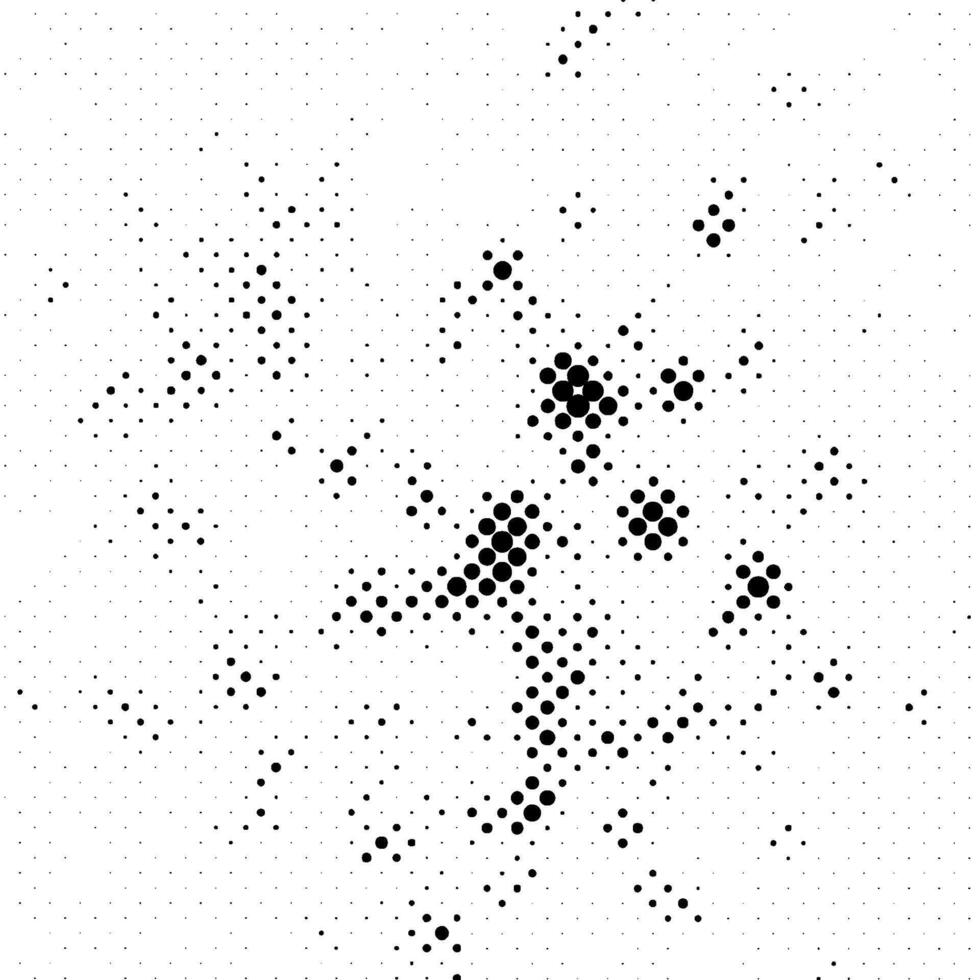 Grunge halftone texture. Comic pixelated spots and drops. Dirty white and black canvas. Dotted wallpaper. vector