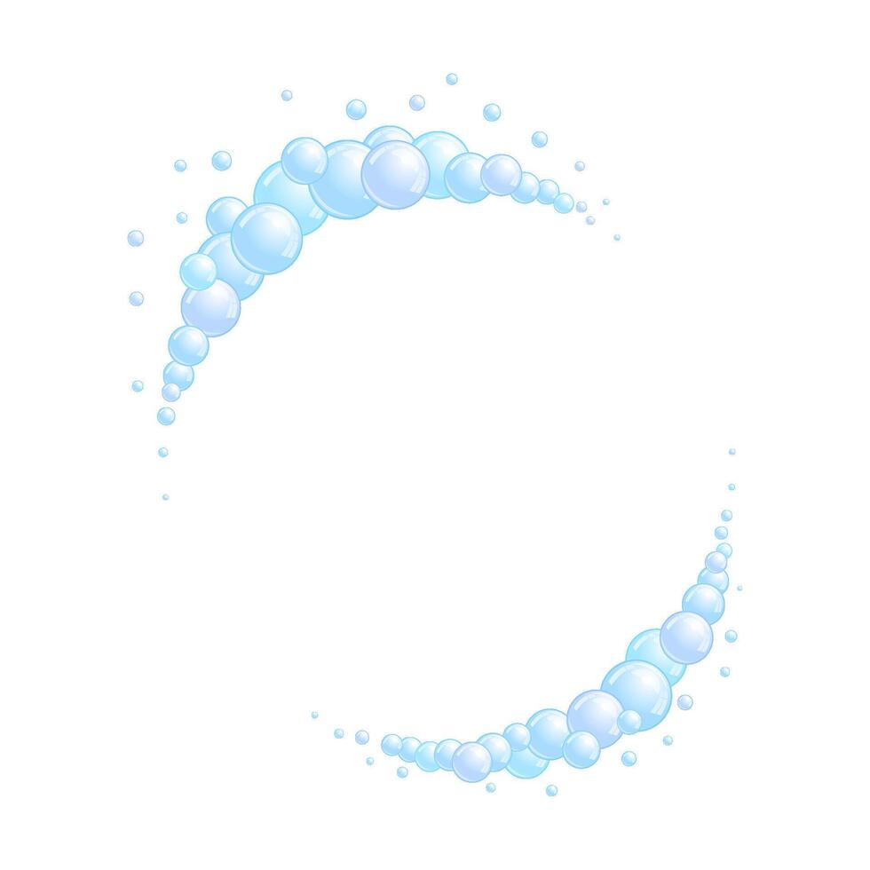 Soap bubble frame. Foam boarder. Blue suds divider and separator. Round decoration elements. vector