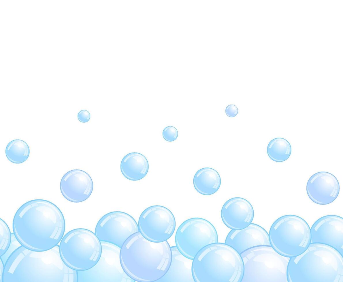 Soap bubbles pattern. Repeated horizontal foam decoration. Soap bubbles background. vector