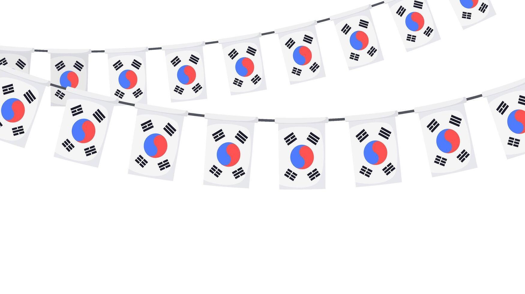 South Korea flag garland chain. Korean bunting decoration for celebration vector