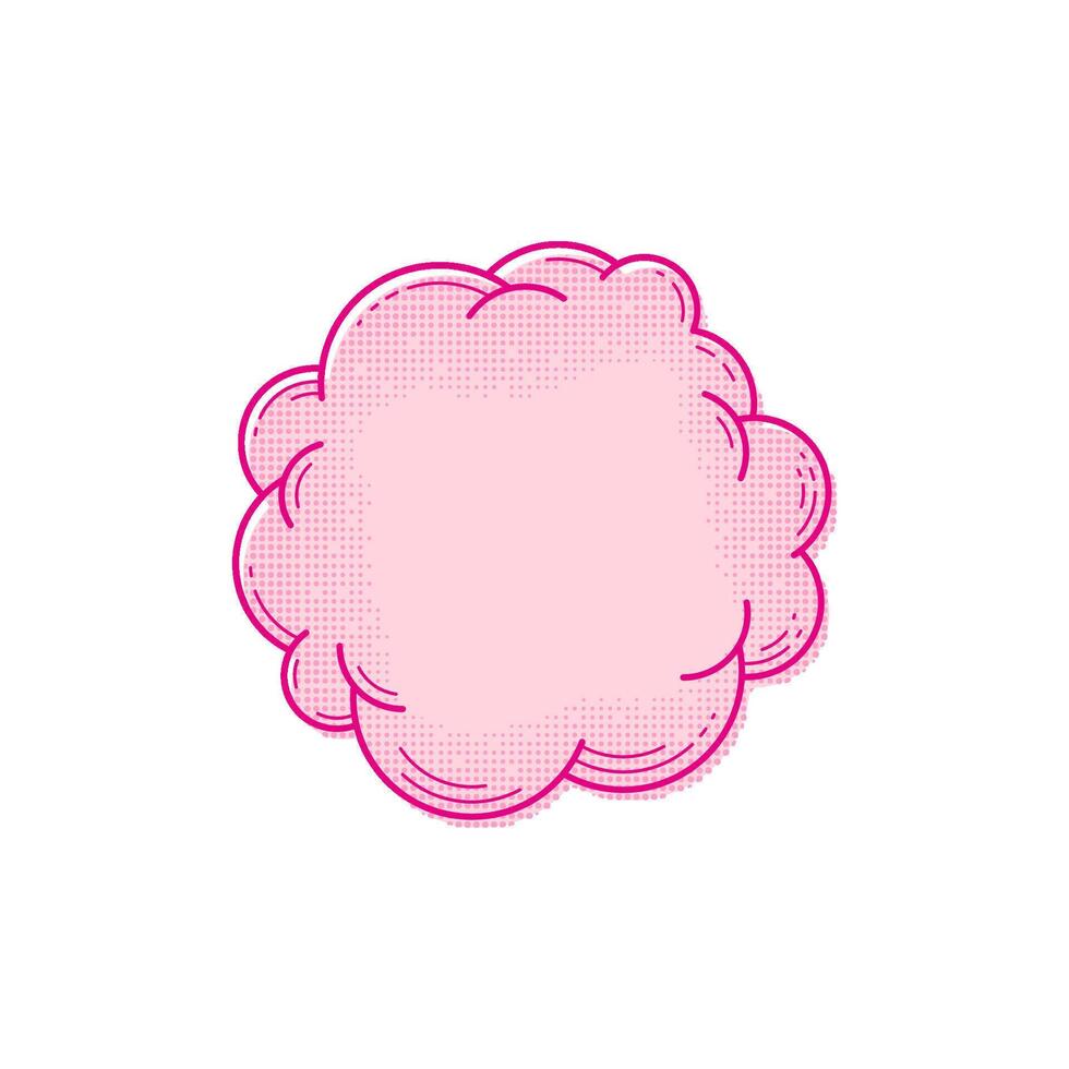 Text box template in comic style. Empty halftone text bubble. Pop art cloud for banner. Pink comic box balloon. Message or speech bubble. vector