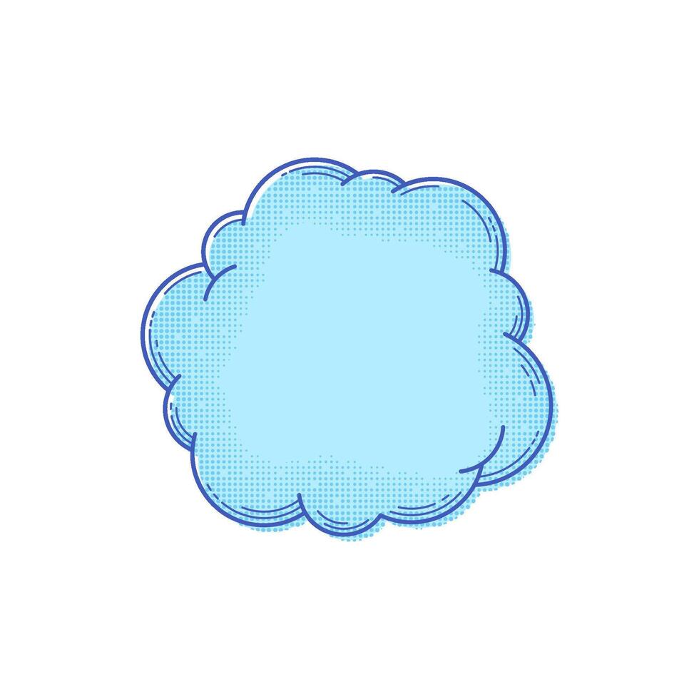 Text box template in comic style. Empty halftone text bubble. Pop art cloud for banner. Comic box balloon. Message or speech bubble vector