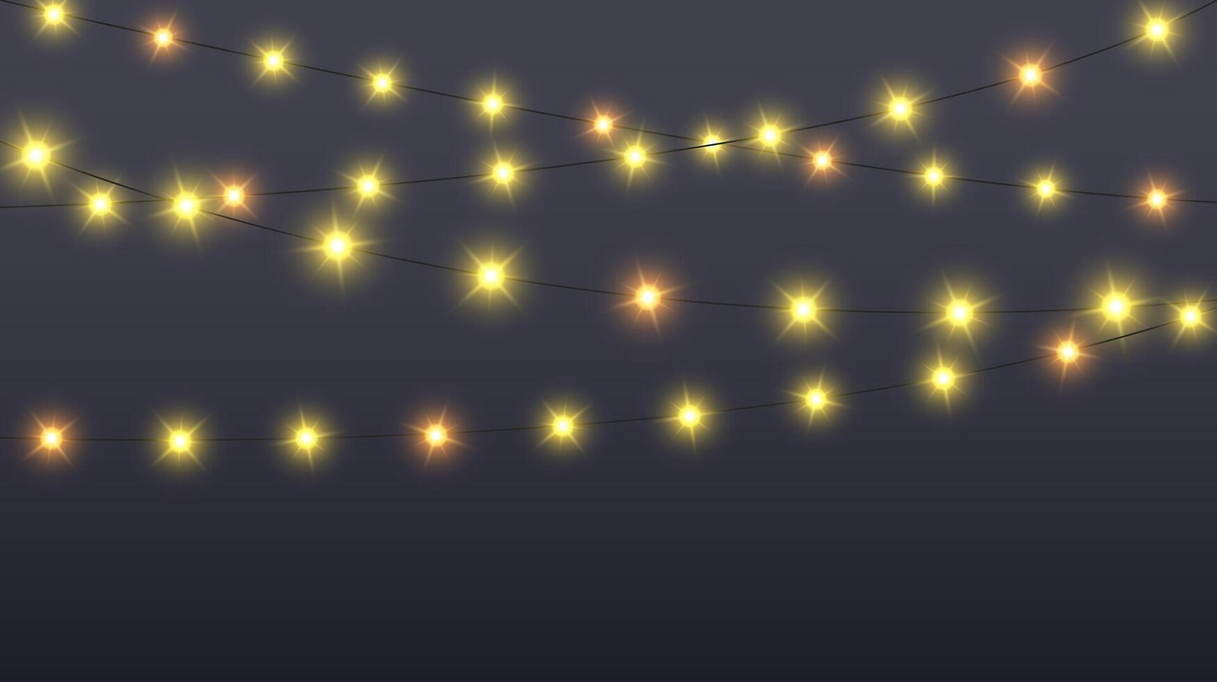 Glowing lamps garland. Decorative Christmas lights. Fairy lights chain. Wall decoration for party. Led bulb lamp string vector