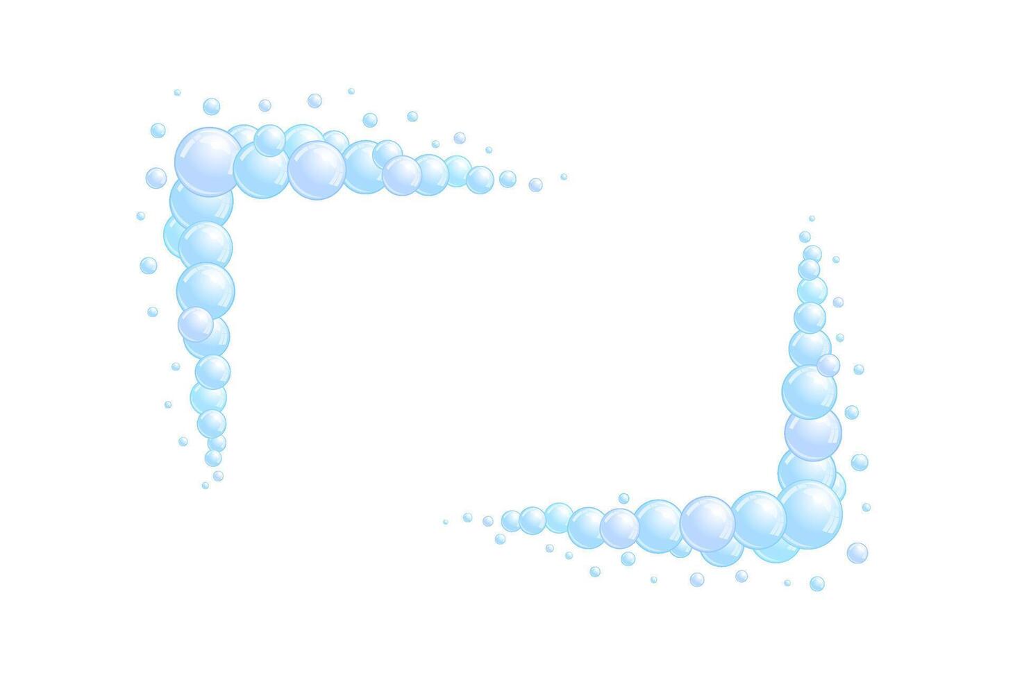Soap bubble frame. Foam boarder. Blue suds divider and separator. Rectangle decoration elements. vector