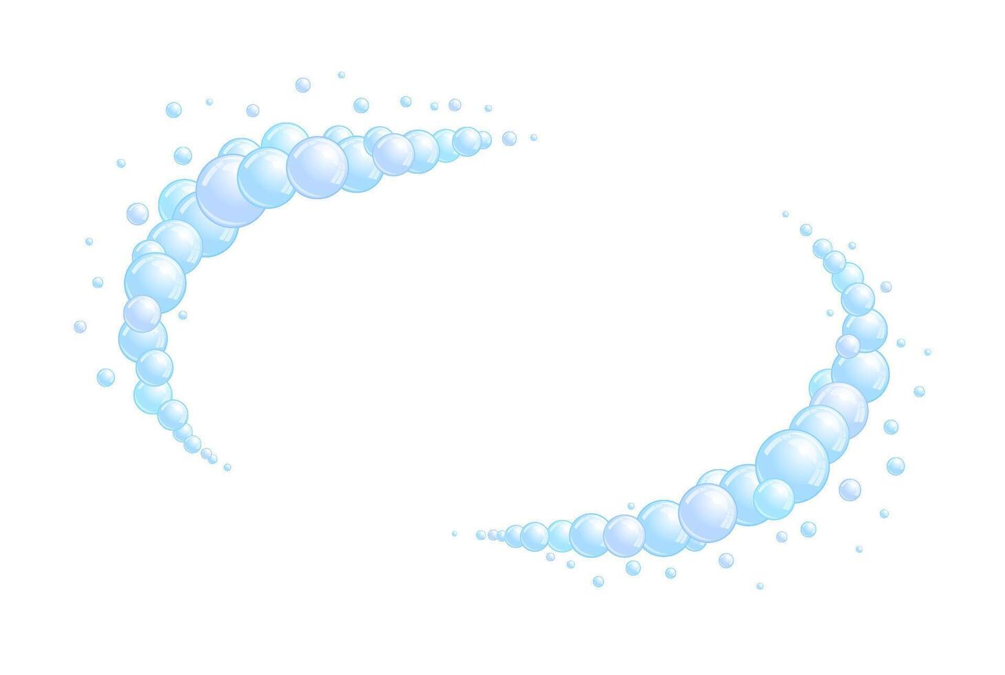 Soap bubble frame. Foam boarder. Blue suds divider and separator. Oval decoration elements. vector
