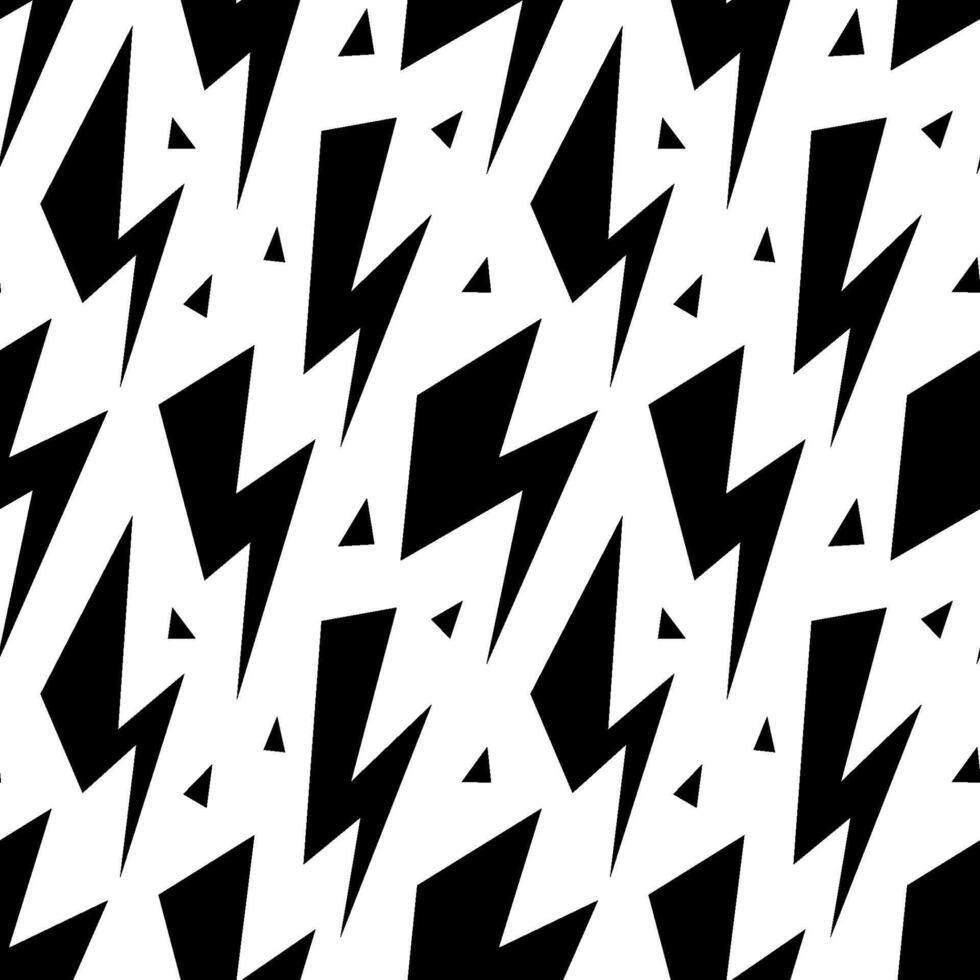 Black lightning bolts seamless pattern. Thunderbolts repeating background. Storm lightning strikes ornament wallpaper. Sharp forms. vector