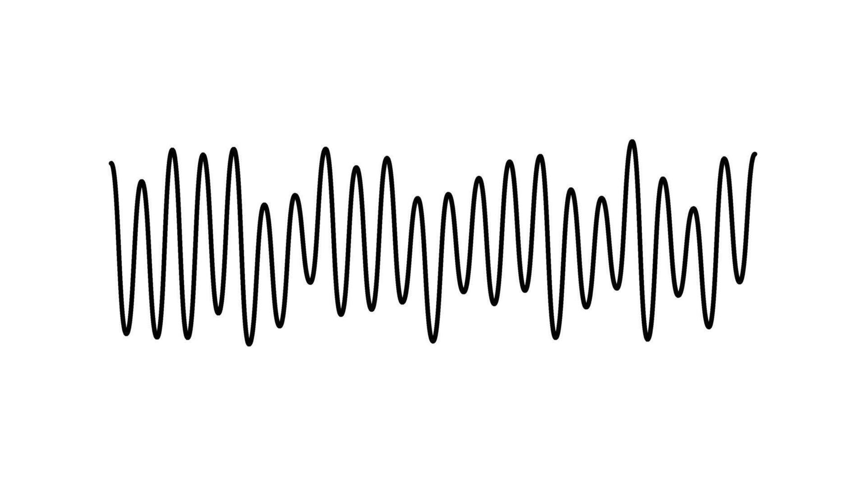 Sound wave signal. Music or voice diagram. Audio track beats. Black curve soundwave rhythm. Pulsating line. vector