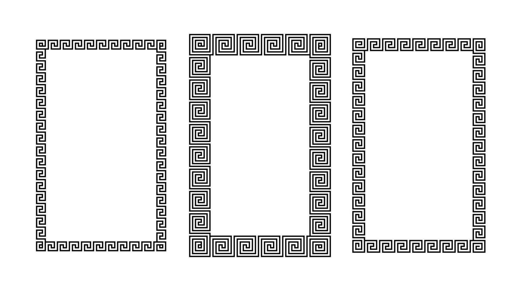 Greek ornament rectangle frame set. Meander rectangle patterns collection. Ancient Greek fret borders. Geometric meandros motif. vector