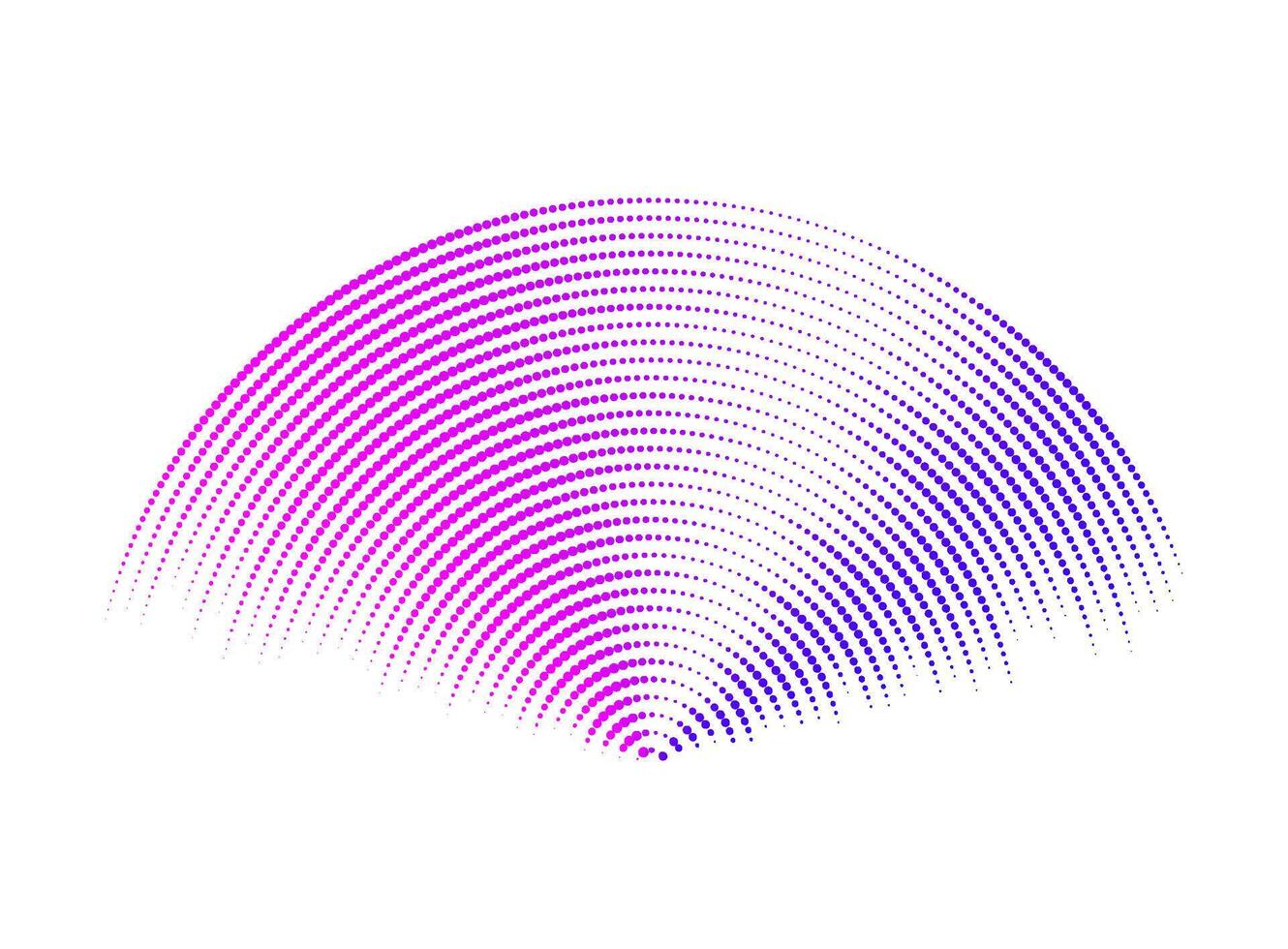 Purple sound wave signal. Radio or music audio concept. Epicentre or radar icon. Radial signal or vibration elements. Impulse curve lines. Concentric ripple semi circles. vector