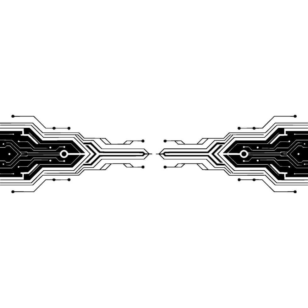 Symmetric Circuit Board, Black And White Tech Background vector