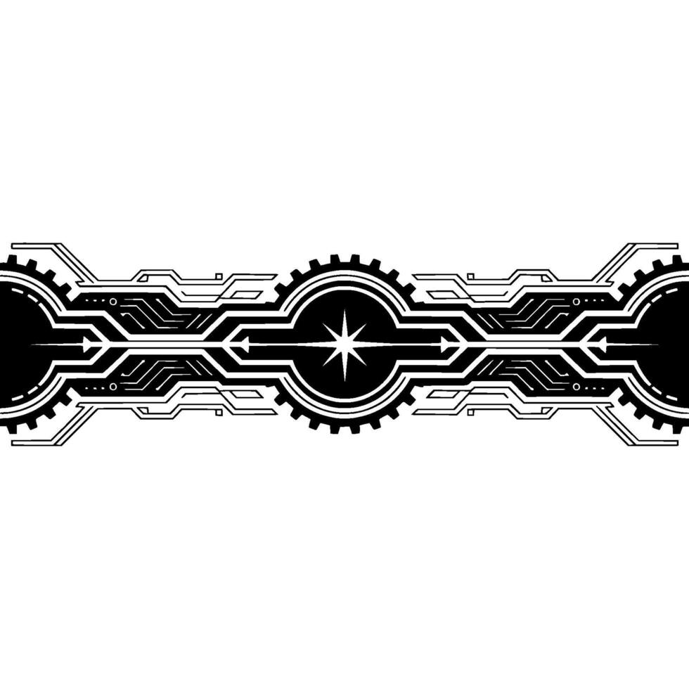 Futuristic Tech Black White Circuitry Ornament vector