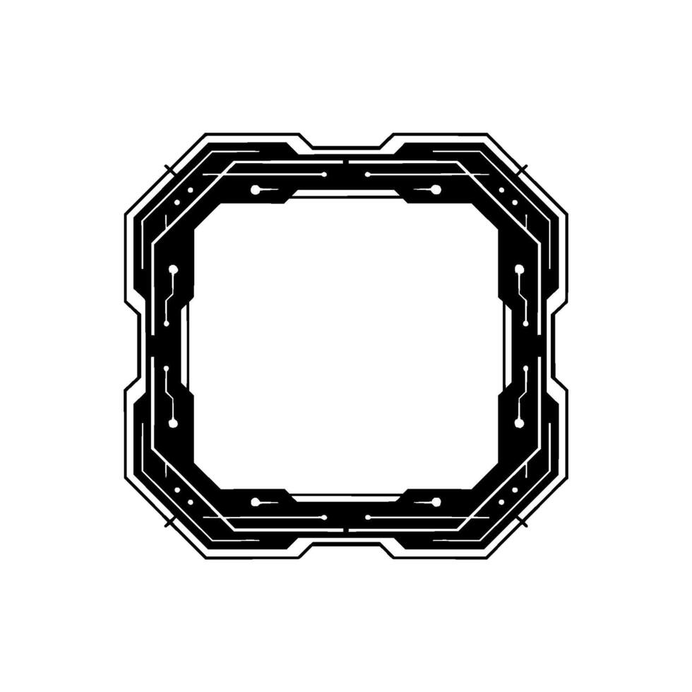 Circuit Board Frame Futuristic Tech Border With Glow Elements vector