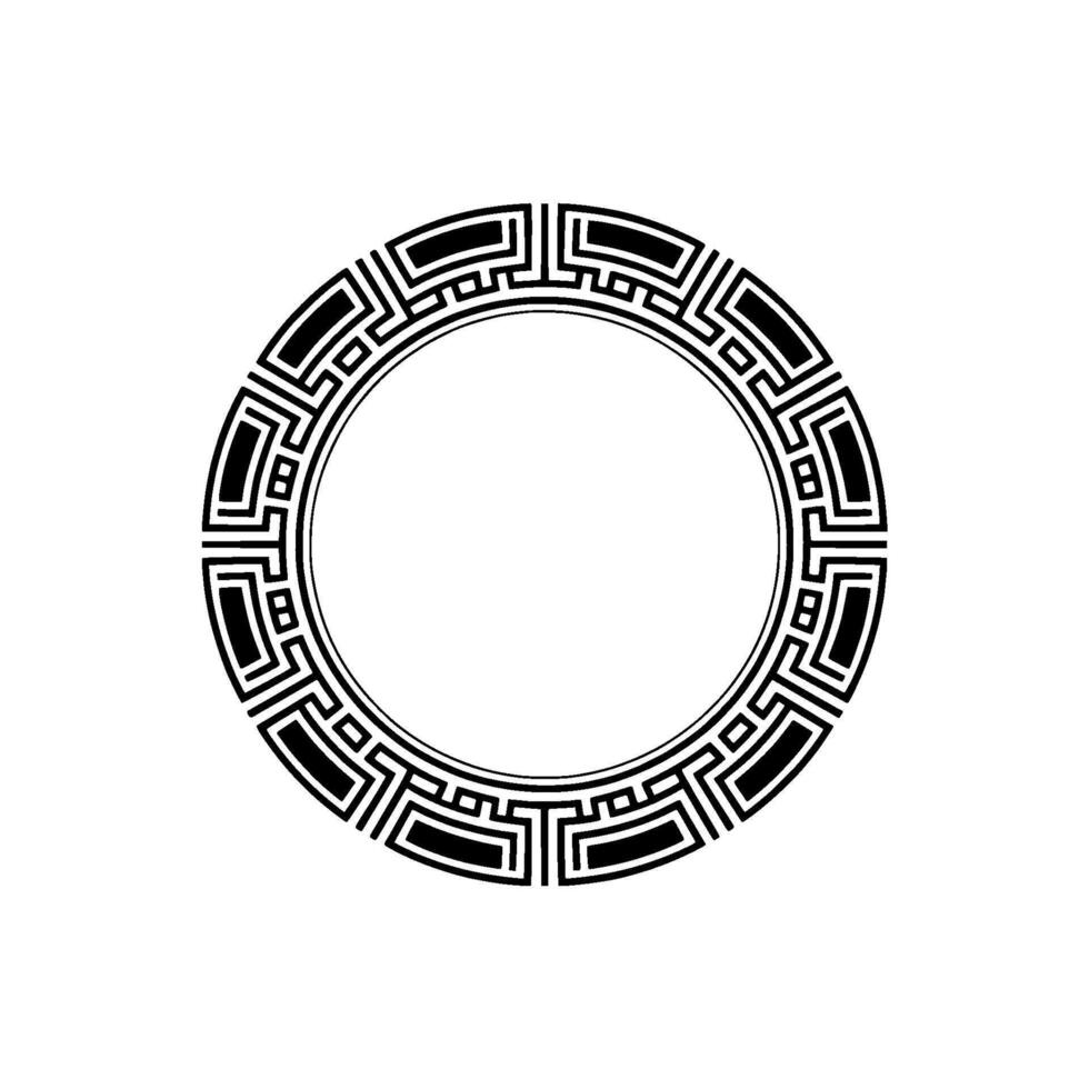 Modern Greek Key Circle, Geometric, Monochromatic, Abstract vector
