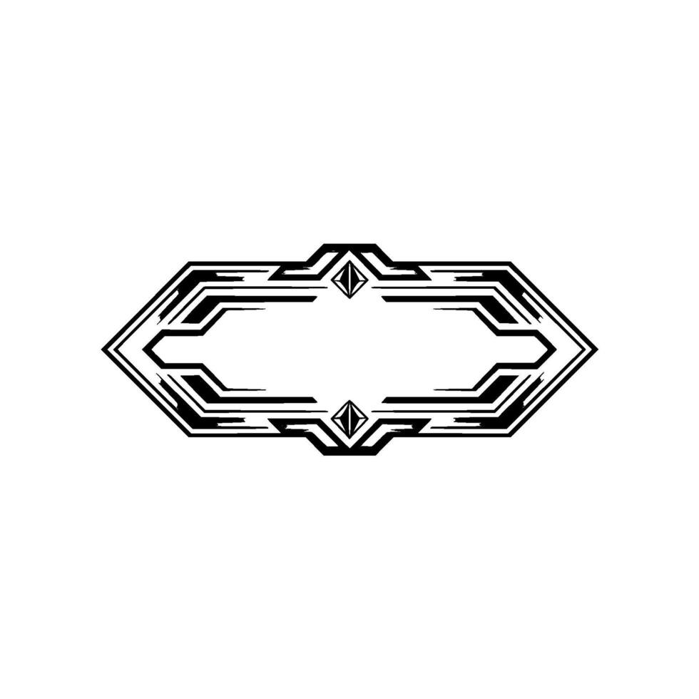 Geometric Art Deco Frame Element, Grayscale, Modern vector