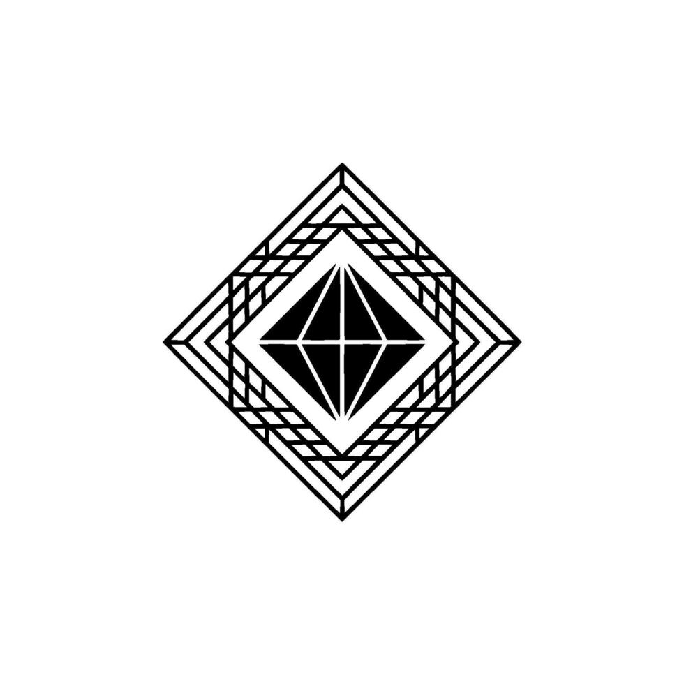 Geometric Diamond In Minimalist Style, Black White Element vector