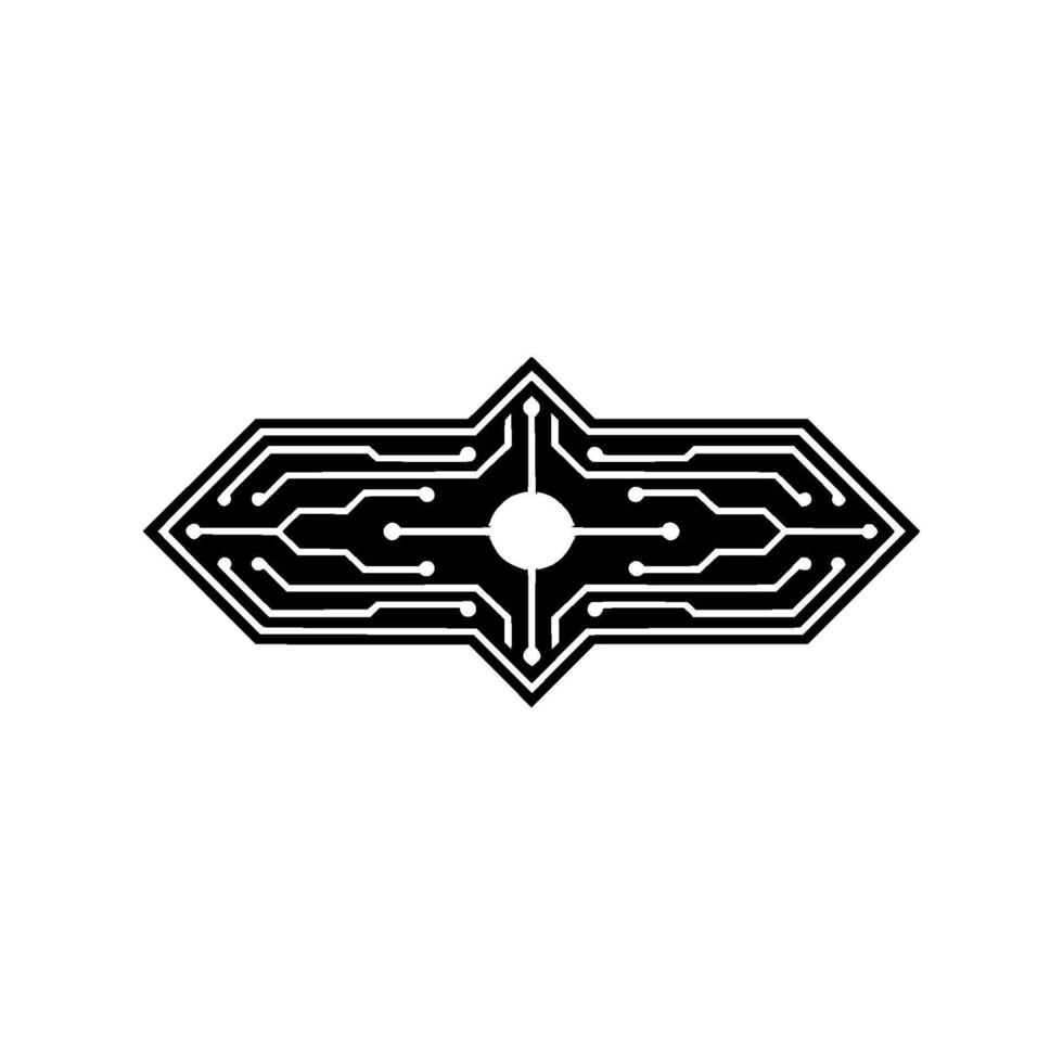 Abstract Circuit Board Arrow With Glowing Center vector