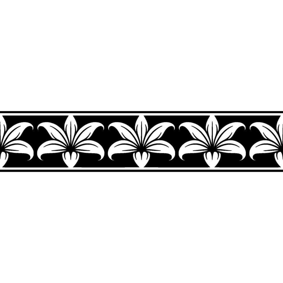 Elegant Floral Border With Black And White Minimalist vector