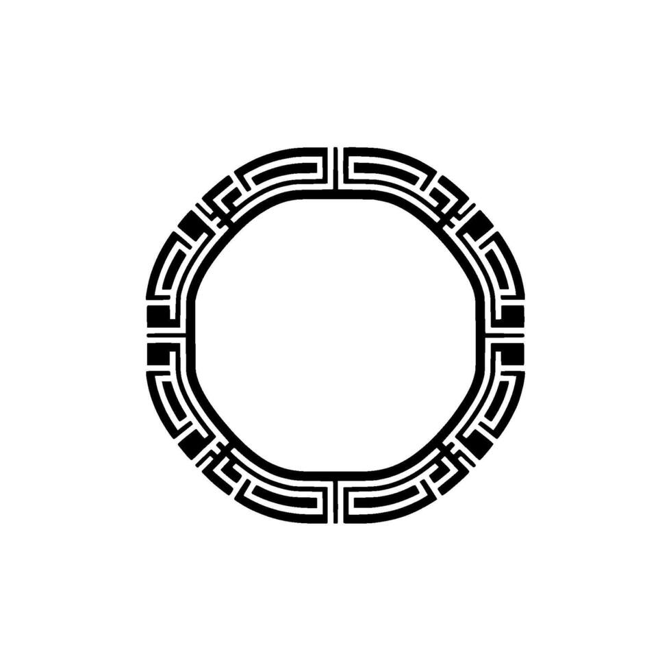 Geometric Greek Key Circular Frame On White vector