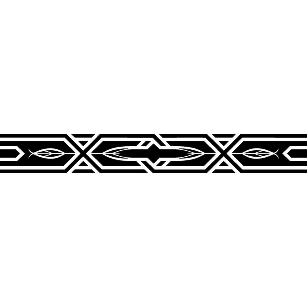 Geometric Ornamental Border With Ichthys Symbol, Black White vector