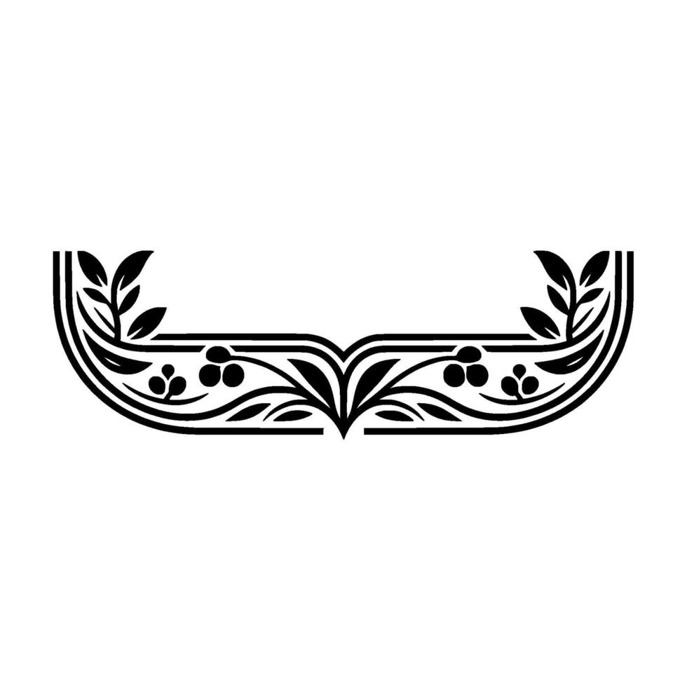 Elegant Black Floral Border, Vintage Style, for Elements vector