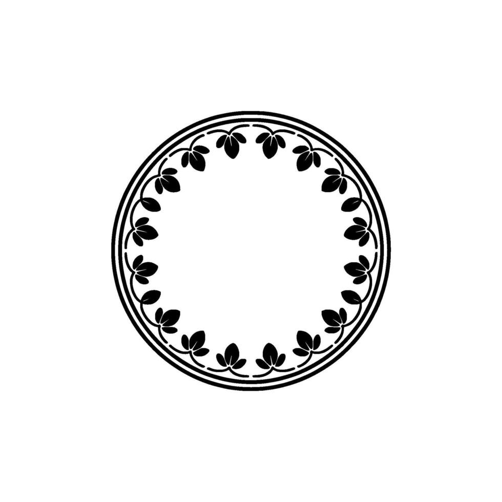 Elegant Black Floral Circular Frame on Neutral Background vector