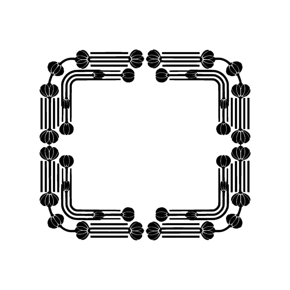 Art Deco Border Minimalist Black White Floral Frame vector