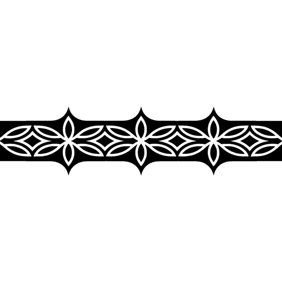 Modern Black White Ornamental Border Repeating Floral Pattern on Clean Backdrop vector