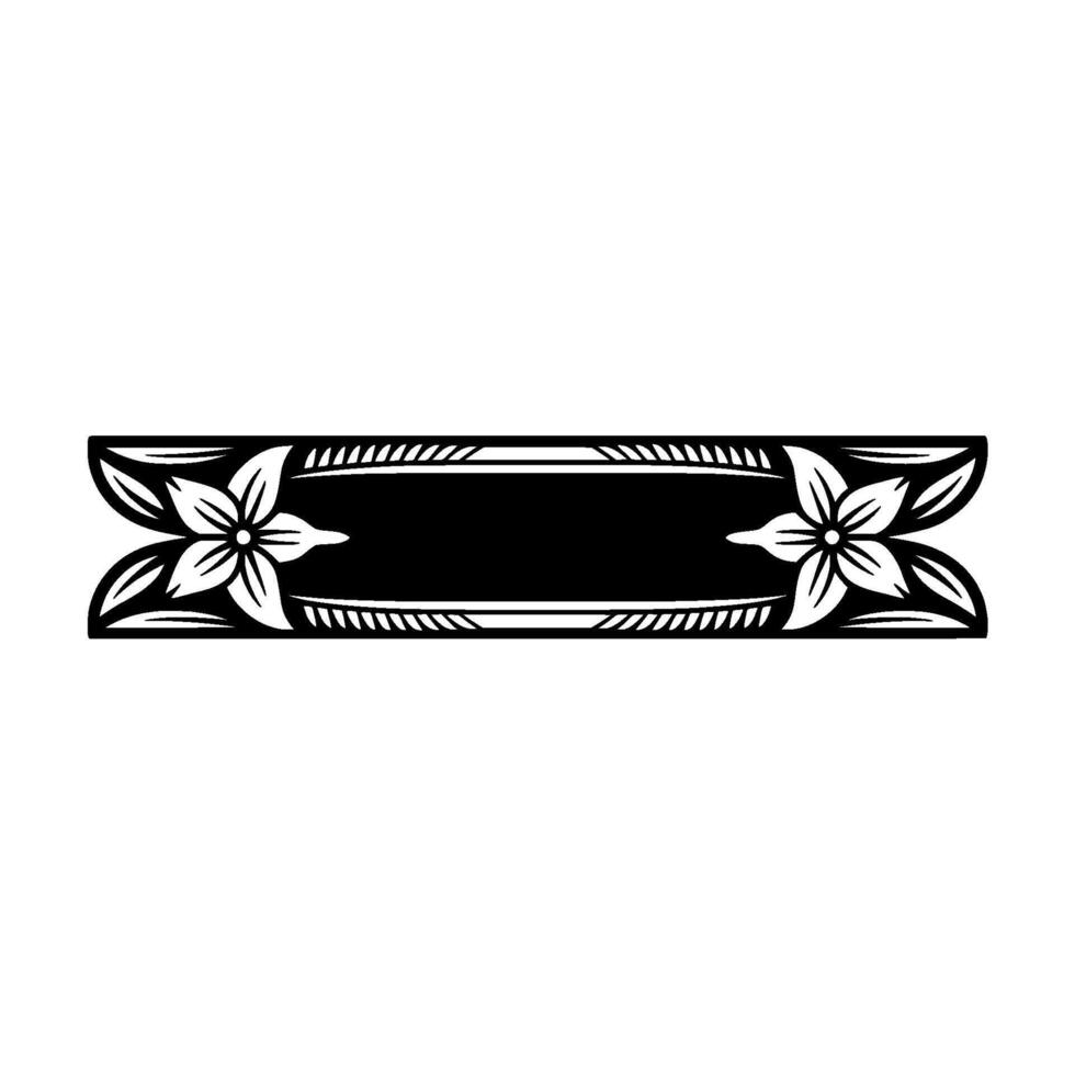 Floral Banner Black and White Decorative Element vector