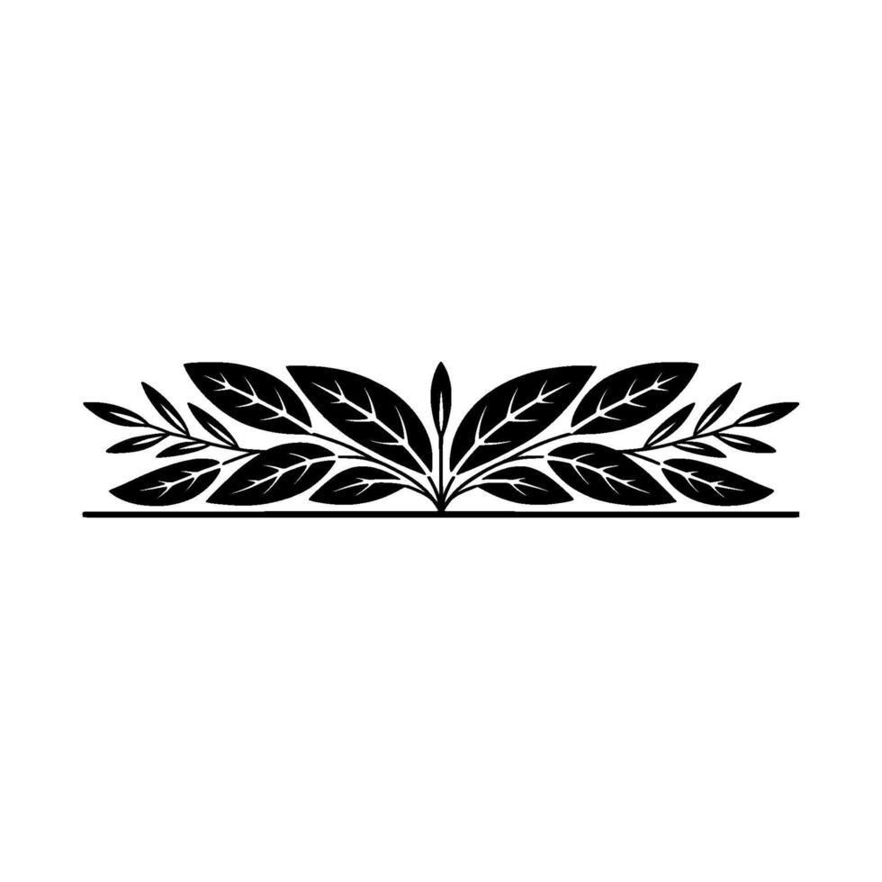 Elegant Leaf Border Minimalist Black Foliage Ornament on White vector