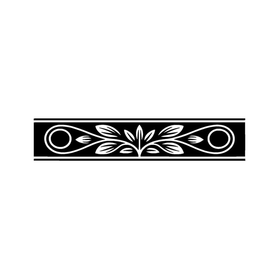 Elegant Floral Border in Black White, Decorative Element - Ornament vector
