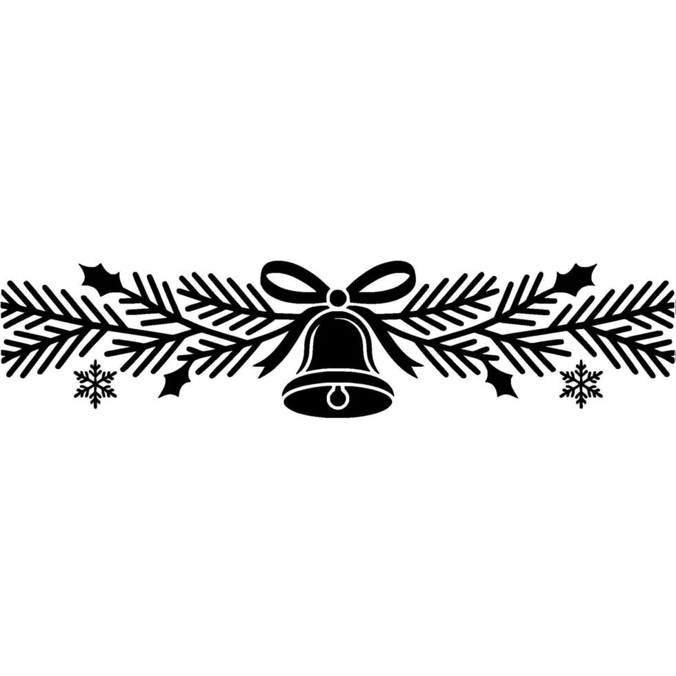 Christmas Bell and Garland Silhouette on White vector