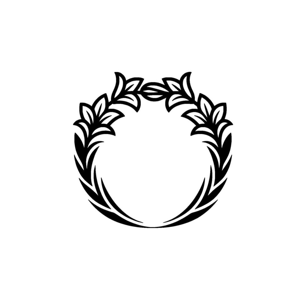 Elegant Laurel Wreath Illustration on White Emblem, Frame, vector