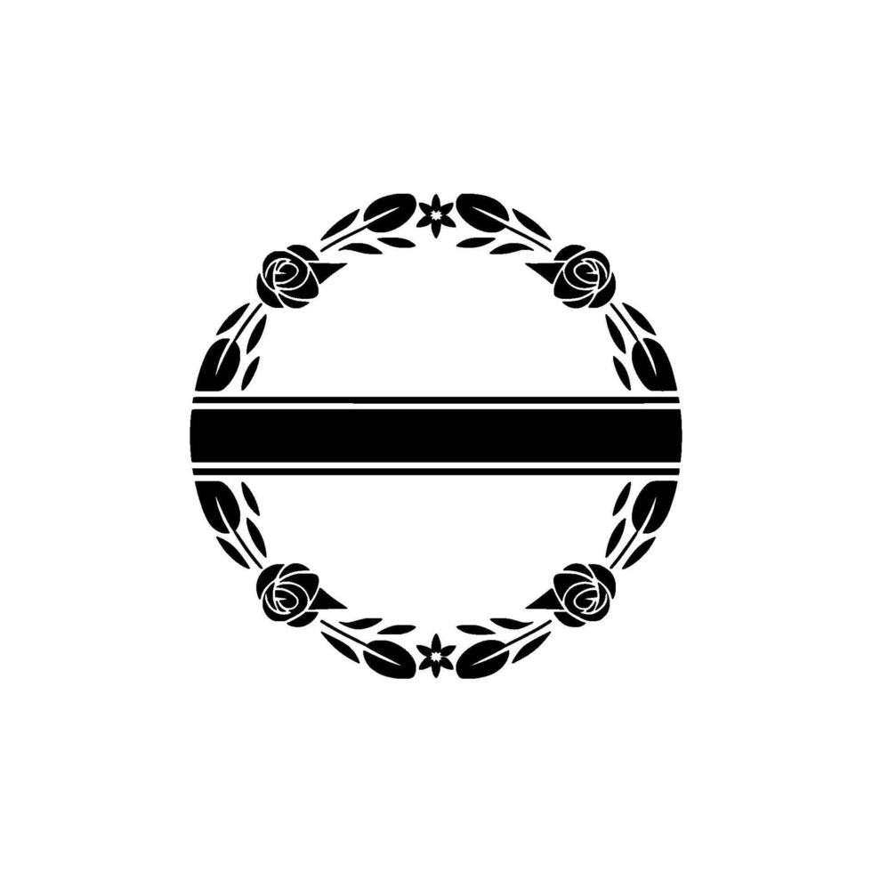 Elegant Floral Wreath Emblem with Horizontal Stripe vector