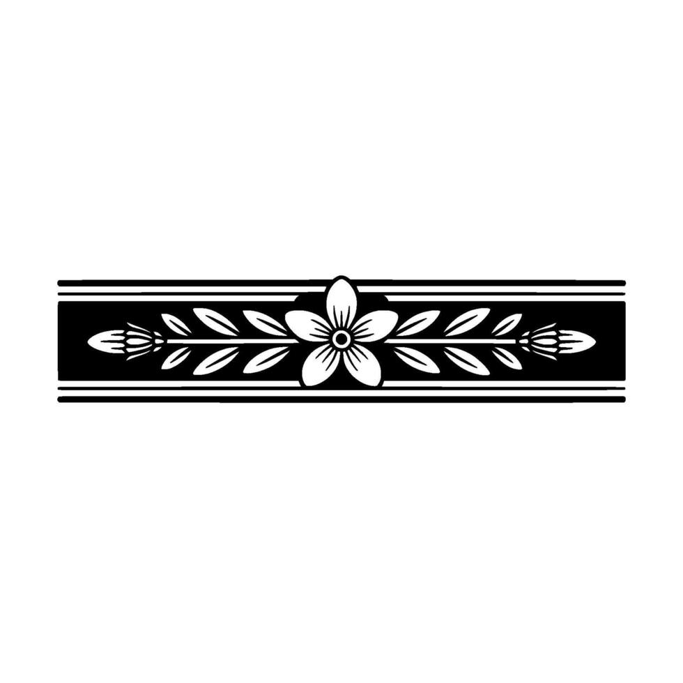 Elegant Floral Border Black White Decorative Element - Flourish vector