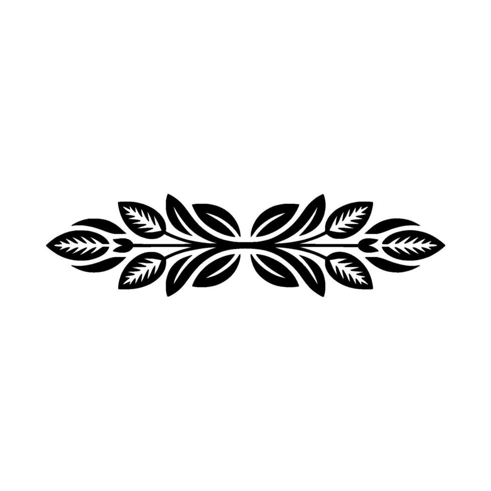Elegant Black Leaf Border on White Background - Botanical vector