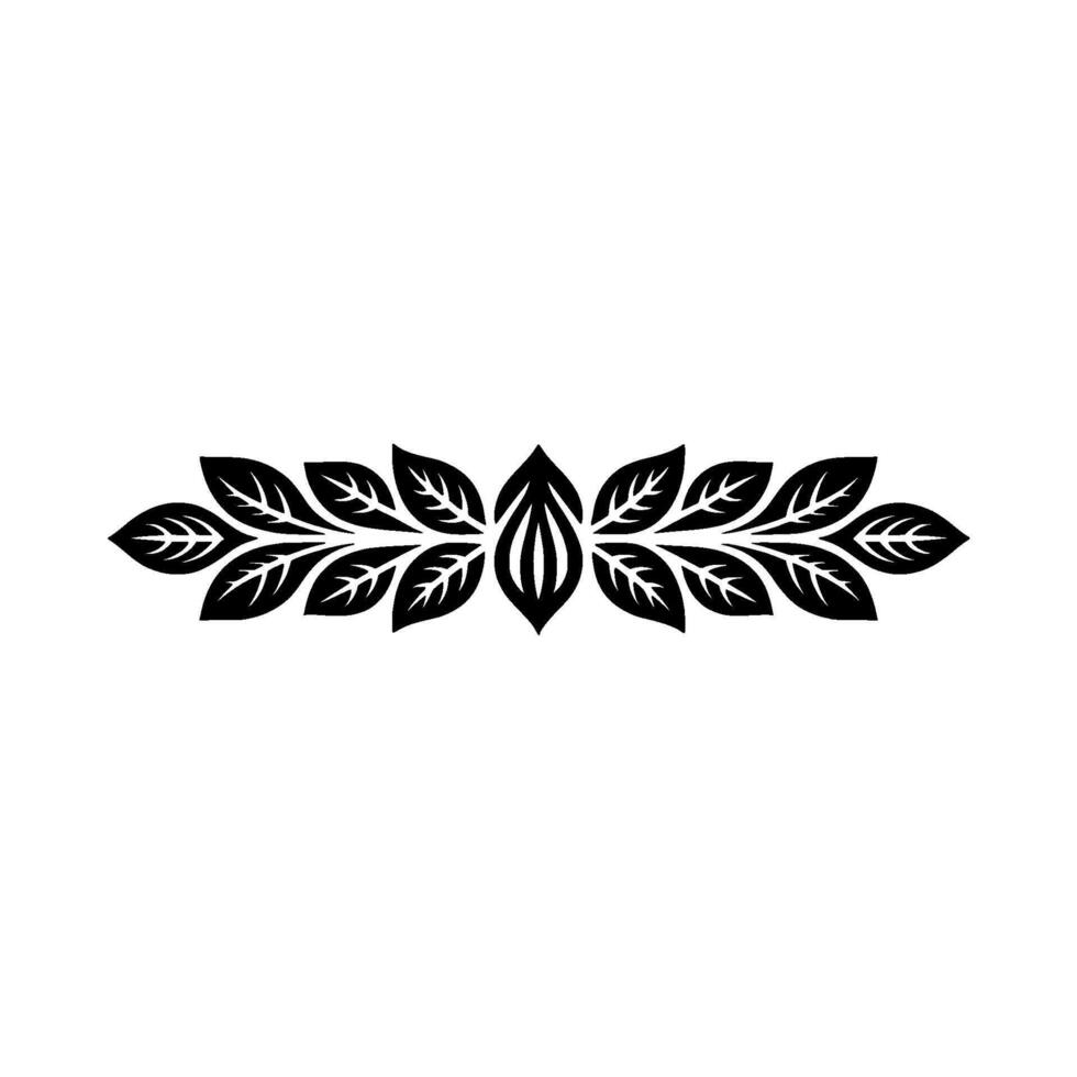 Elegant Leaf Motif Border in Black and White, Decorative Element vector
