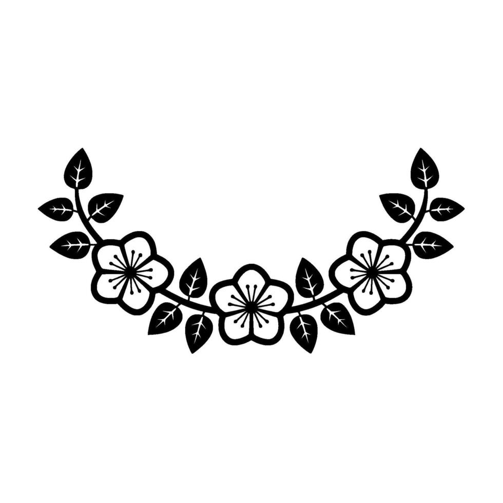 Black Floral Garland Silhouette Decorative vector