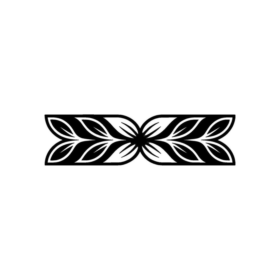 Minimalist Floral Ornament in Black and White on White Background vector