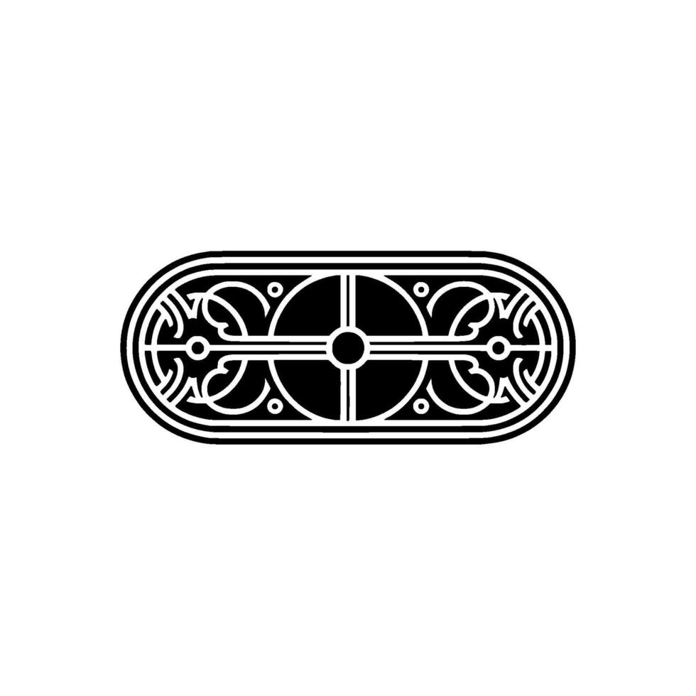 Elegant Black White Decorative Oval Ornament on Folded Paper vector