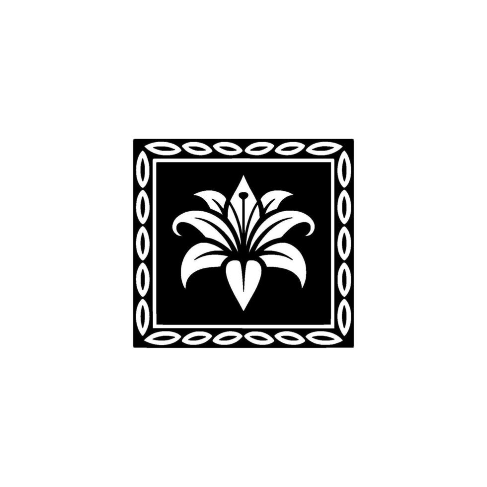 Elegant Black and White Lily Floral in Frame vector