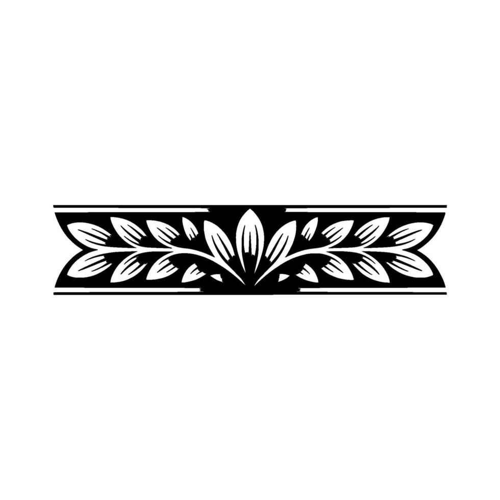 Elegant Black White Floral Border Element, vector