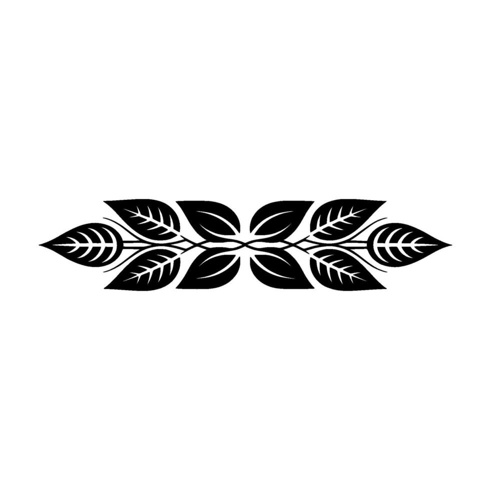 Elegant Leaf Border in Black on White, Illustration vector