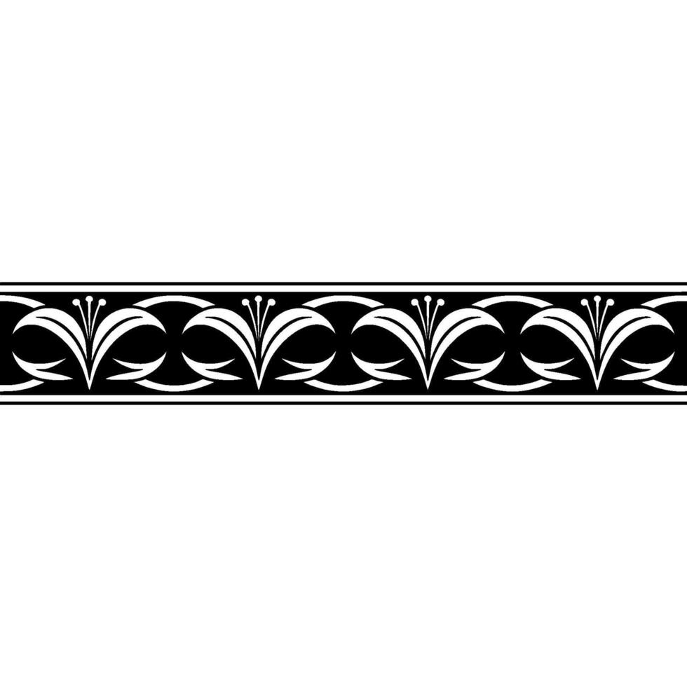 Elegant Floral Border Black White Decorative - Pattern vector