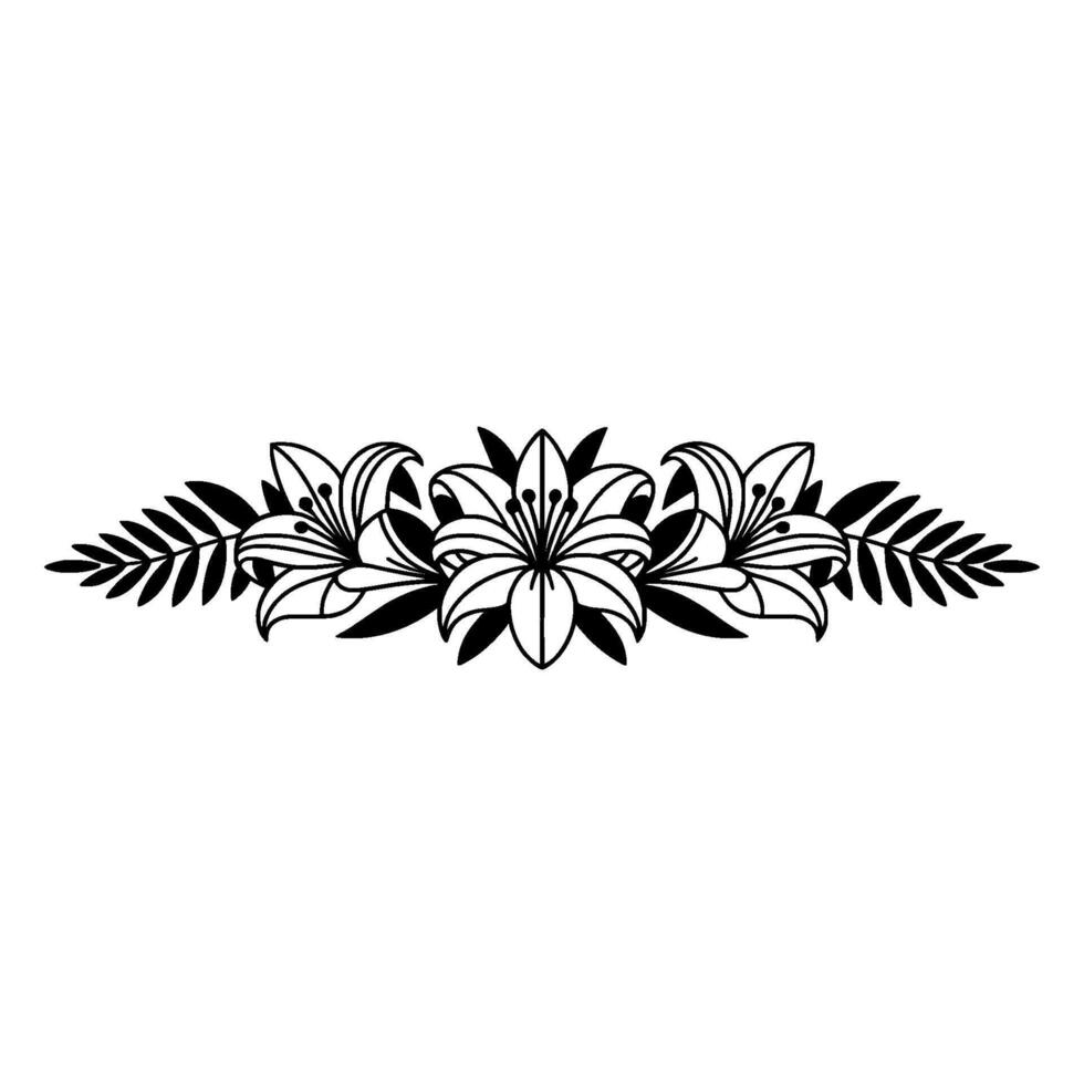 Minimalist Black Lily Floral Border vector
