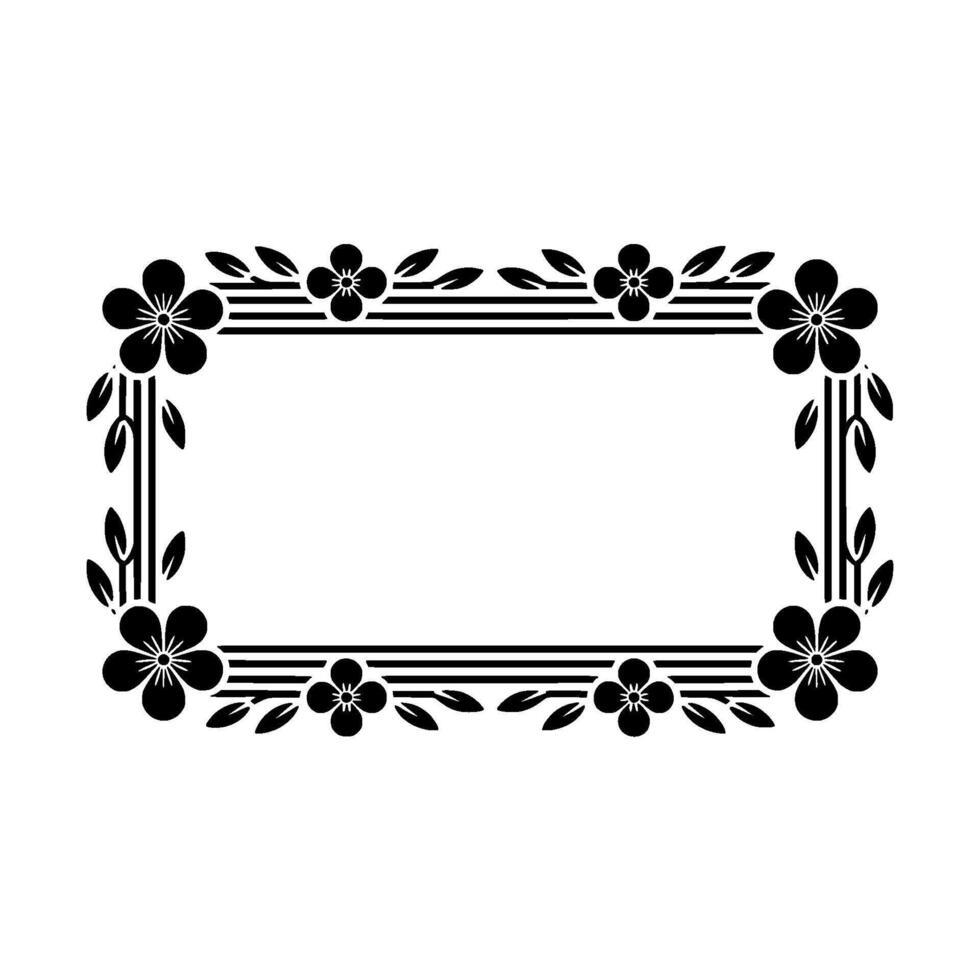 Floral Frame Silhouette Minimalist Black and White vector
