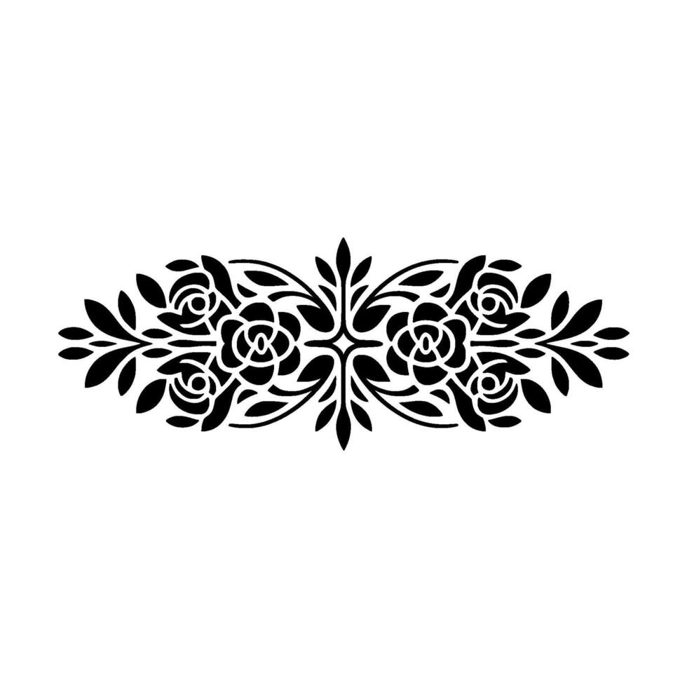 Elegant Floral Scrollwork Illustration, Black White vector