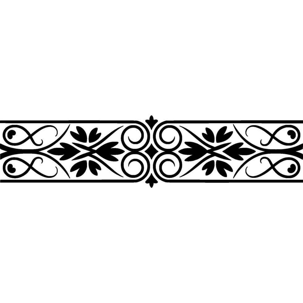 Elegant Black Floral Border on White Backdrop - Ornament vector