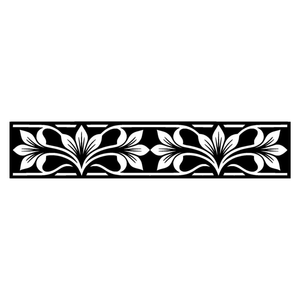 Ornamental Floral Border, Black and White, Elegant vector