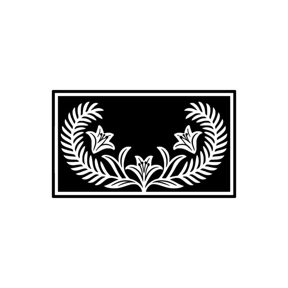 Elegant Lily Frame on Black, Minimalist, Floral Ornament vector