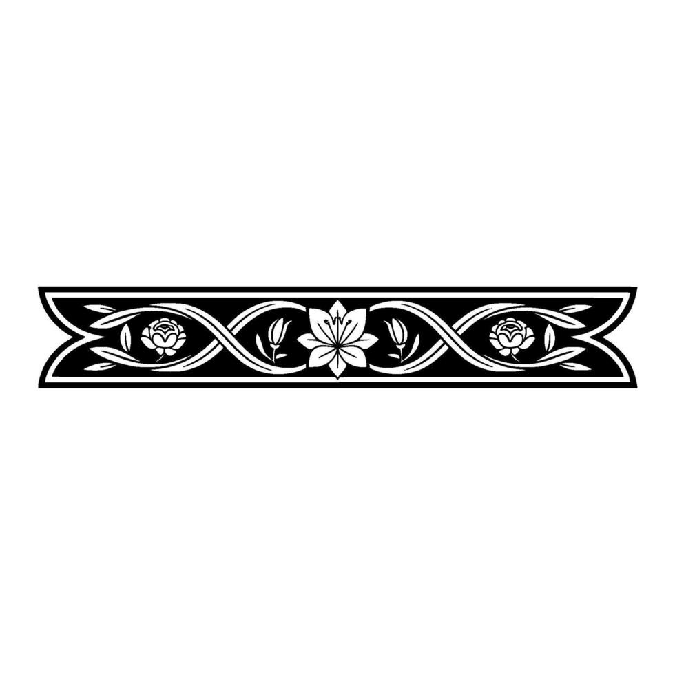 Elegant Floral Border in Art Nouveau Style on White Background vector